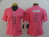 Ravens 2021/22 Jackson #8 Pink/White Women NFL Jersey