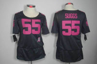 Ravens 2021/22 Suggs #55 Black/Pink Women NFL Jersey
