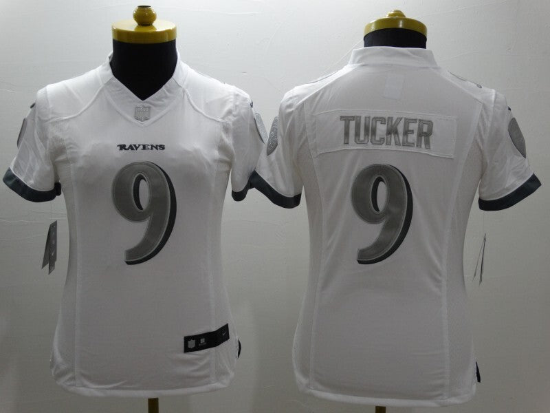 Ravens 2021/22 Tucker #9 White/Gray Women NFL Jersey