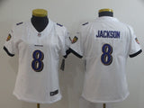 Ravens 2022/23 Jackson #8 White/Purple Women NFL Jersey