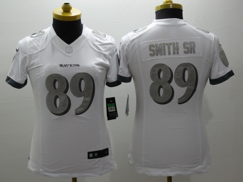 Ravens 2022/23 Smith SR #89 White/Gray Women NFL Jersey