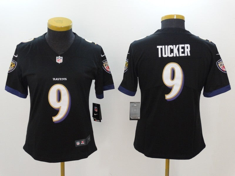 Ravens 2023/24 Tucker #9 Black/Purple Women NFL Jersey
