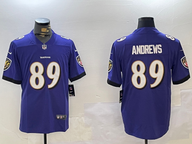 Ravens 25/26 Andrews #89 Purple NFL Game Jersey