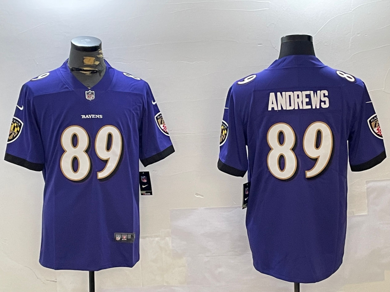 Ravens 25/26 Andrews #89 Purple NFL Game Jersey