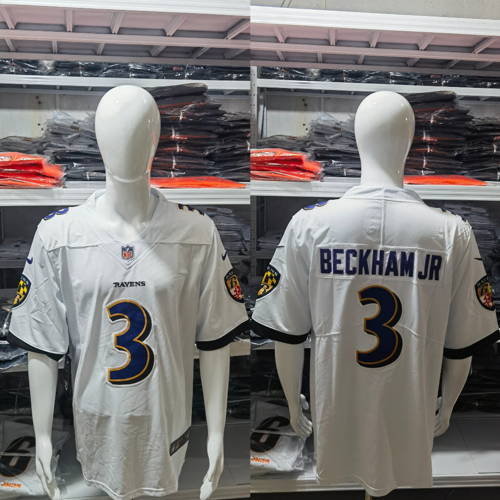 Ravens 25/26 Beckham Jr #3 White NFL Game Jersey