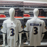 Ravens 25/26 Beckham Jr #3 White NFL Game Jersey