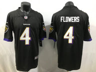 Ravens 25/26 Flowers #4 Black NFL Game Jersey