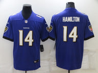 Ravens 25/26 Hamilton #14 Purple NFL Game Jersey
