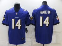Ravens 25/26 Hamilton #14 Purple NFL Game Jersey