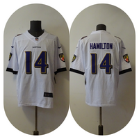 Ravens 25/26 Hamilton #14 White NFL Game Jersey