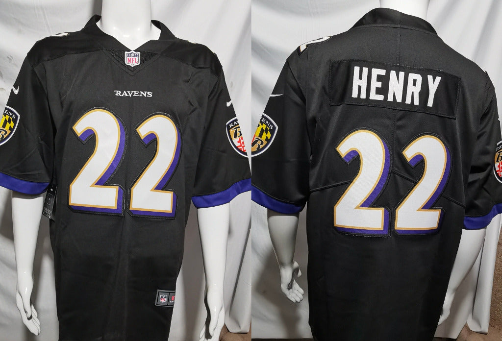 Ravens 25/26 Henry #22 Black NFL Game Jersey