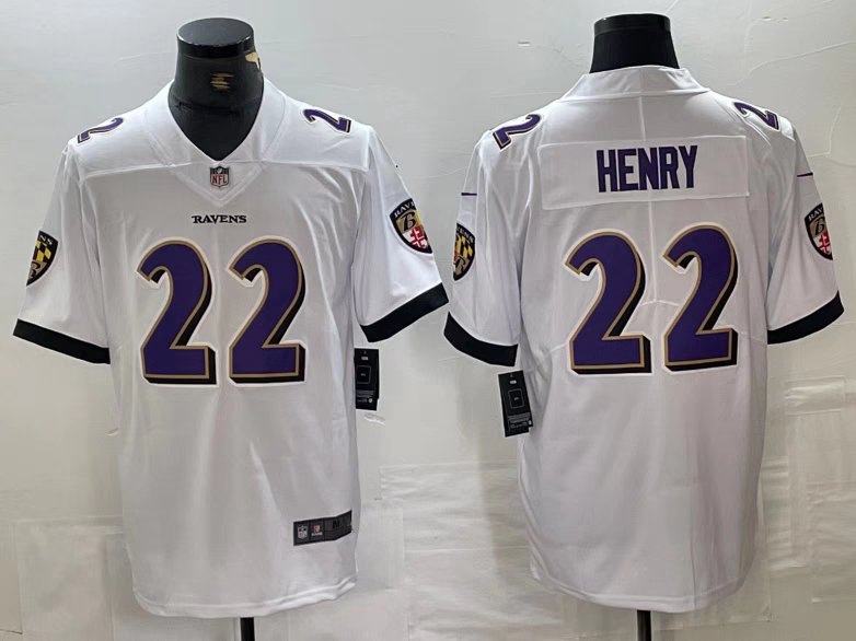 Ravens 25/26 Henry #22 White NFL Game Jersey