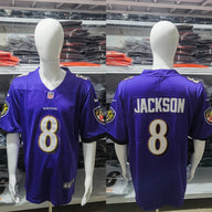 Ravens 25/26 Jackson #8 Purple Black NFL Game Jersey