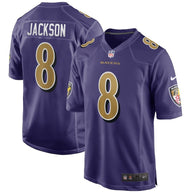 Ravens 25/26 Jackson #8 Purple NFL Game Jersey