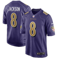 Ravens 25/26 Jackson #8 Purple NFL Game Jersey