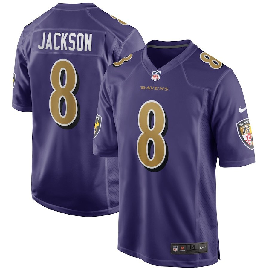 Ravens 25/26 Jackson #8 Purple NFL Game Jersey