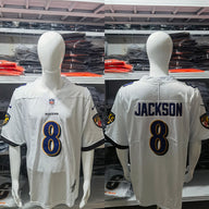 Ravens 25/26 Jackson #8 White NFL Game Jersey