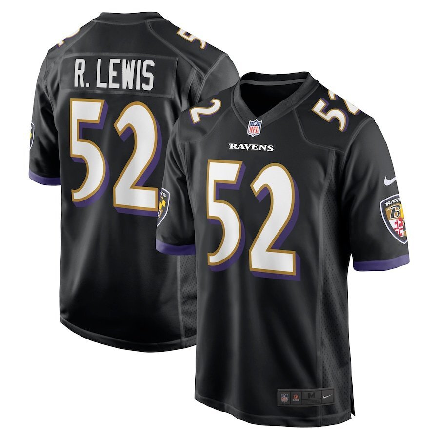 Ravens 25/26 R.Lewis #52 Black NFL Game Jersey