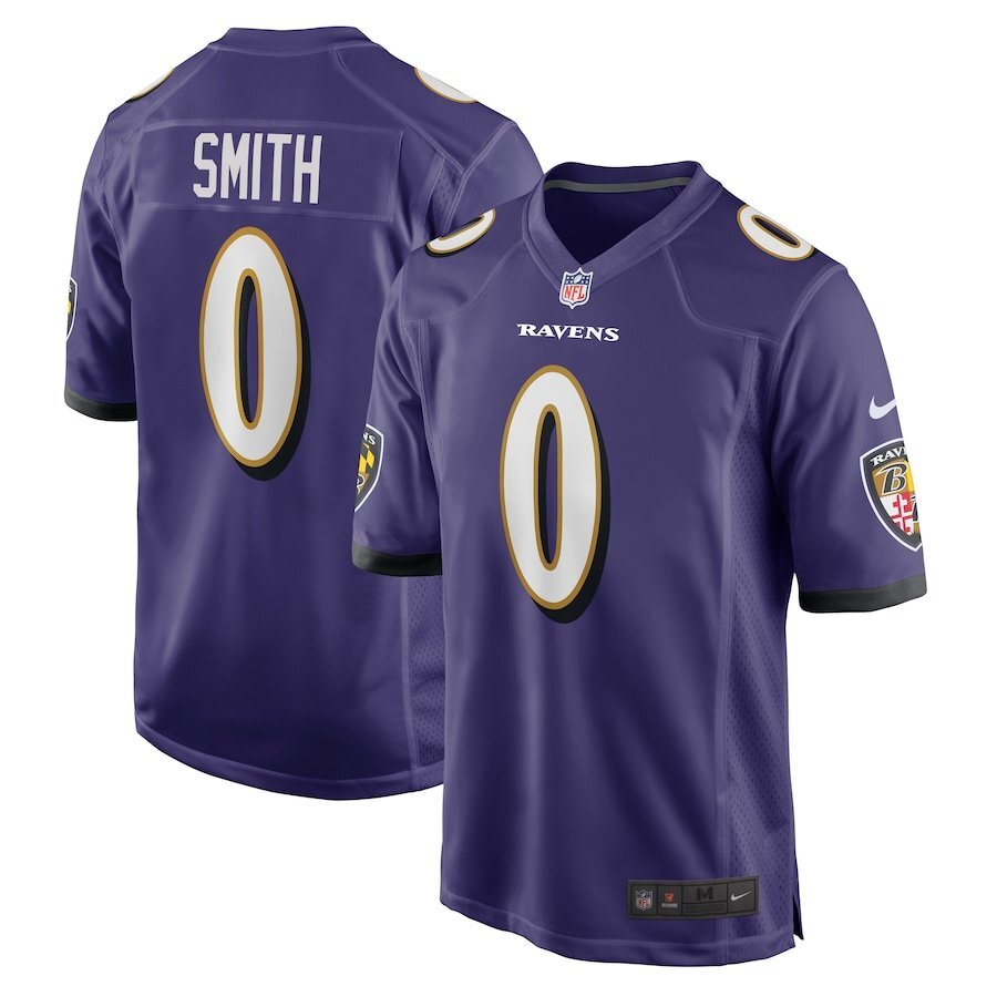 Ravens 25/26 Smith #0 Purple NFL Game Jersey