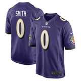 Ravens 25/26 Smith #0 Purple NFL Game Jersey