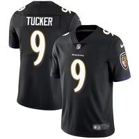 Ravens 25/26 Tucker #9 Black NFL Game Jersey