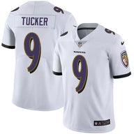 Ravens 25/26 Tucker #9 White NFL Game Jersey