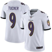 Ravens 25/26 Tucker #9 White NFL Game Jersey