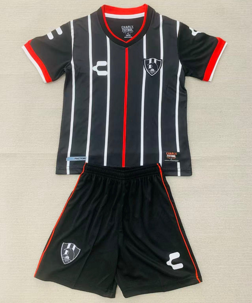 Ravens 26/27 Black/White Stripes/Red Away Kids Jersey Set