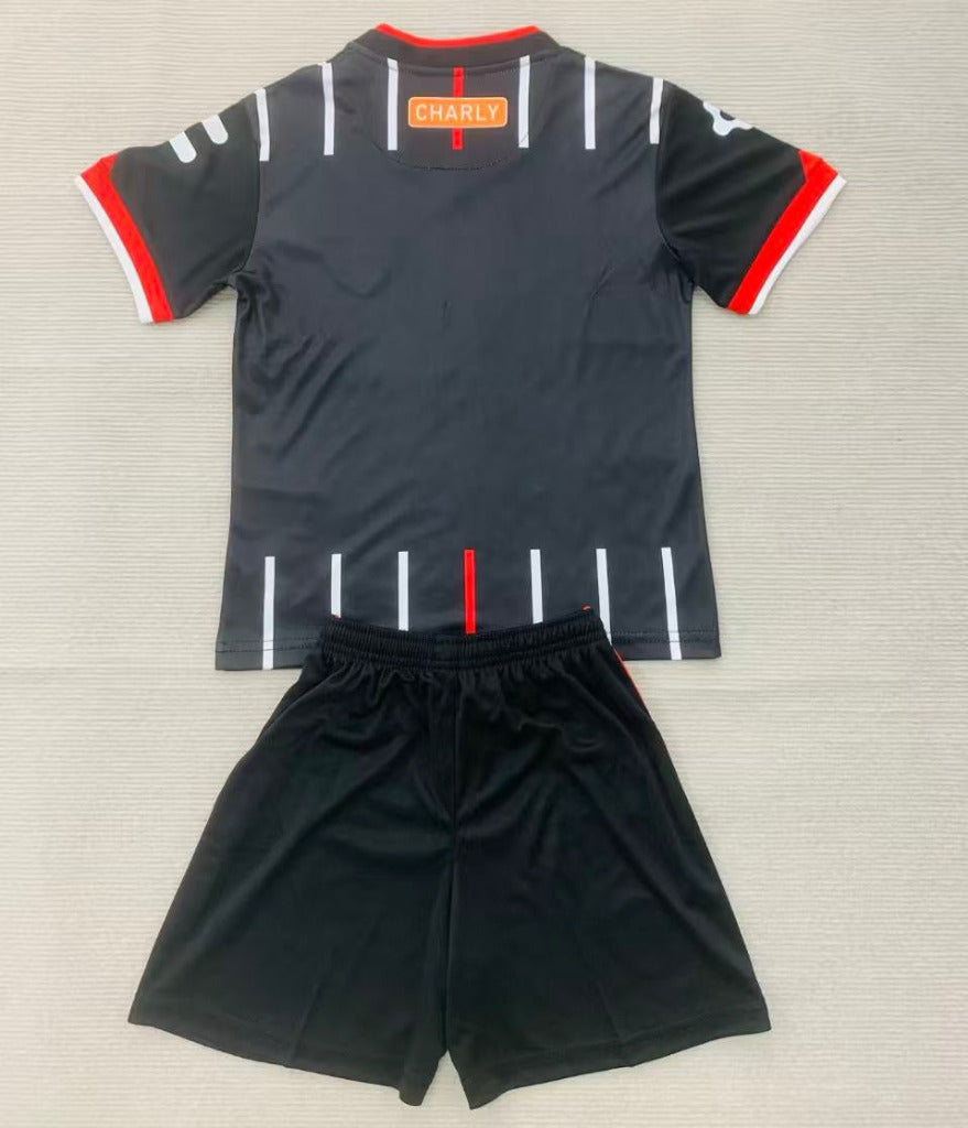 Ravens 26/27 Black/White Stripes/Red Away Kids Jersey Set