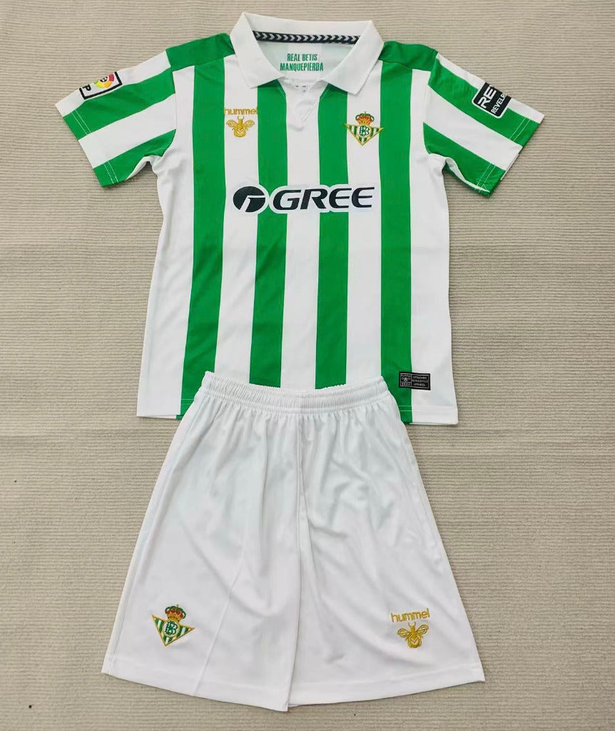 Real Betis 2026 Classic Green/White Stripes Goalkeeper Kids Jersey Set