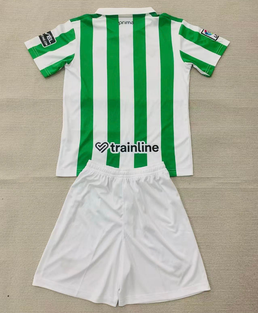 Real Betis 2026 Classic Green/White Stripes Goalkeeper Kids Jersey Set