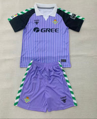 Real Betis 2026 Purple/Black Striped Goalkeeper Kids Jersey Set