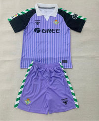 Real Betis 2026 Purple/Black Striped Goalkeeper Kids Jersey Set