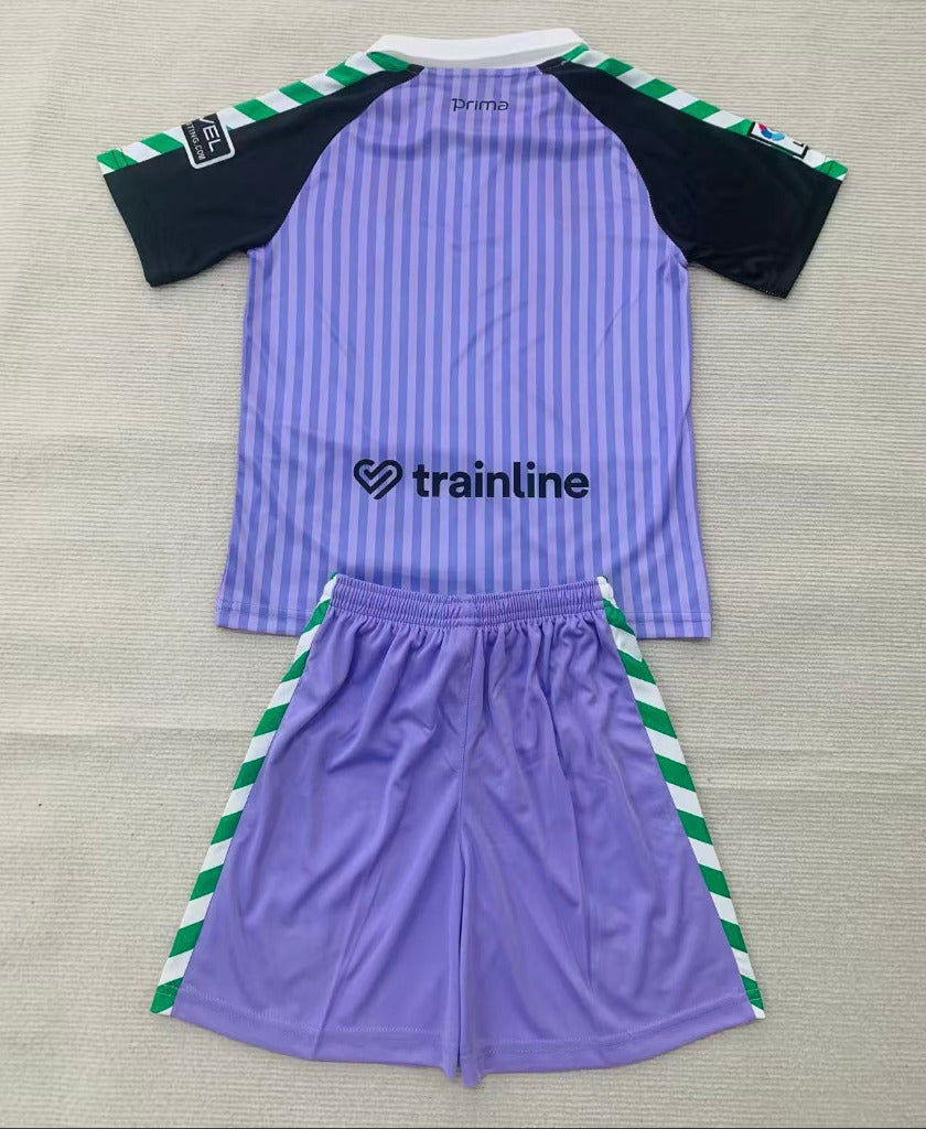 Real Betis 2026 Purple/Black Striped Goalkeeper Kids Jersey Set