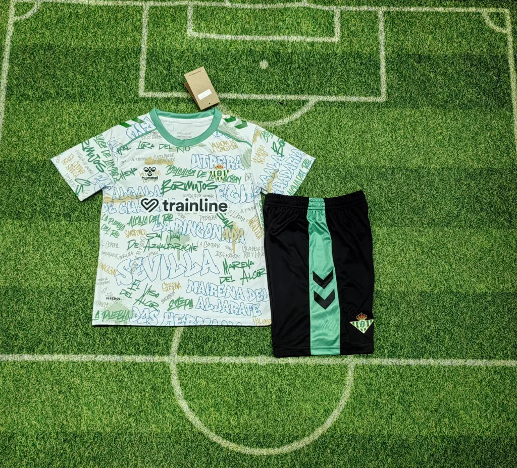 Real Betis 25/26 White/Green Third  Kids Jersey Set