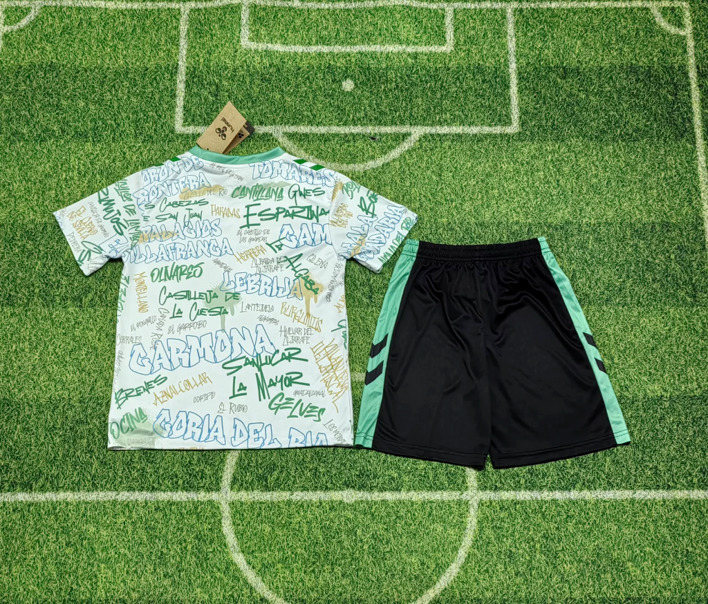 Real Betis 25/26 White/Green Third  Kids Jersey Set