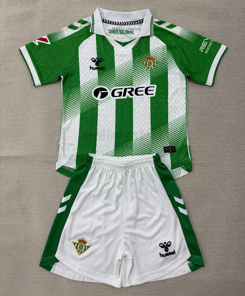 Real Betis 26/27 Green/White Stripes Home Kids Jersey Set