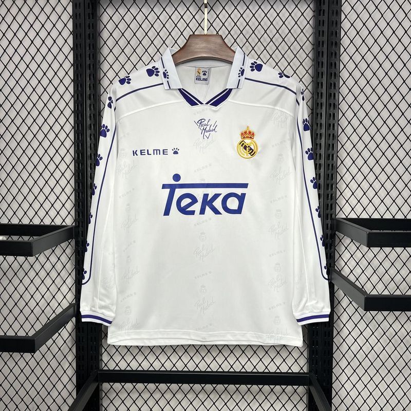 Real Madrid 1994/96 Vintage Retro Home Long Sleeve Jersey