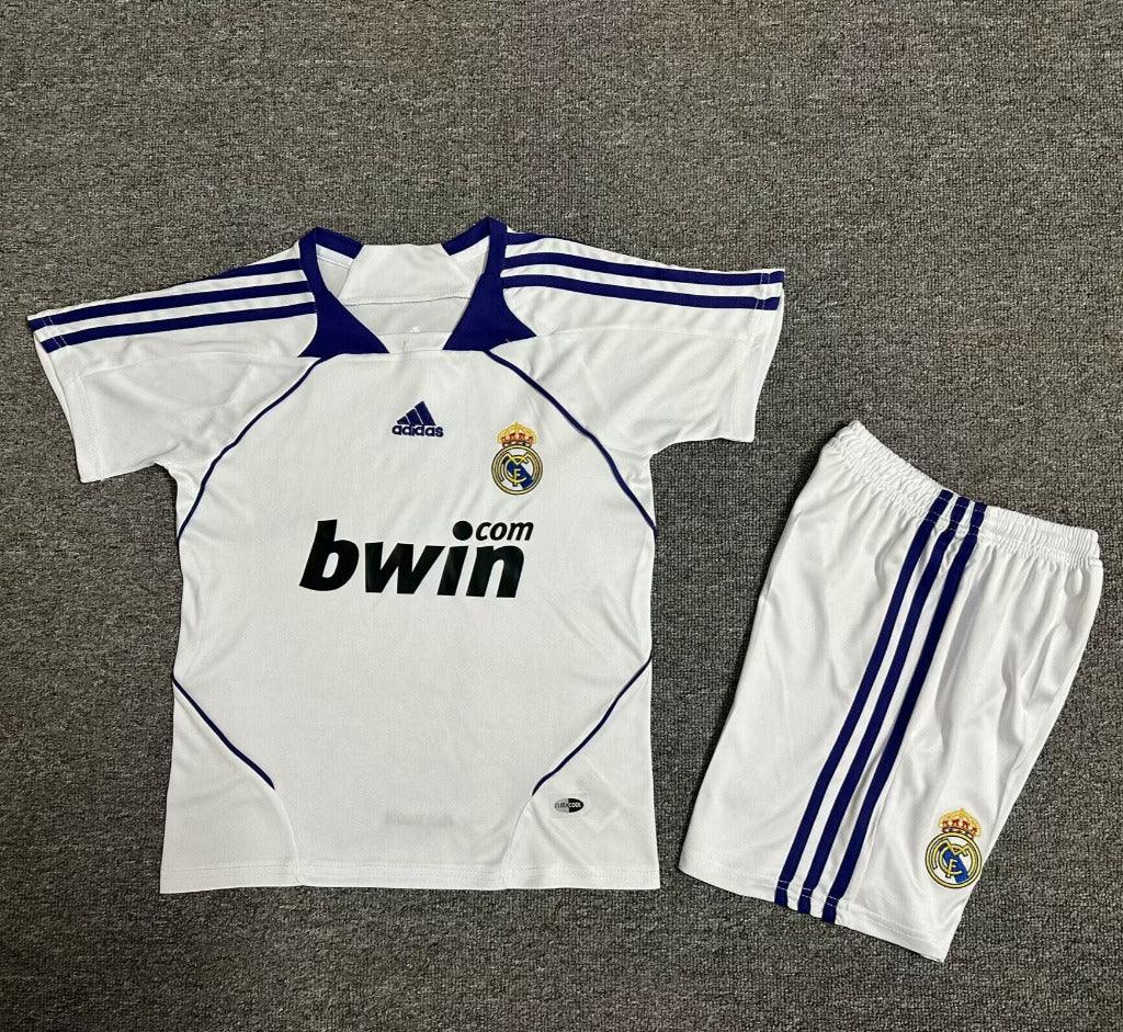 Real Madrid 2007/08 Vintage Retro Home Kids Jersey Set