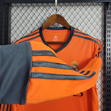 Real Madrid 2013/14 Vintage Retro Orange Second Away Long Sleeved Jersey