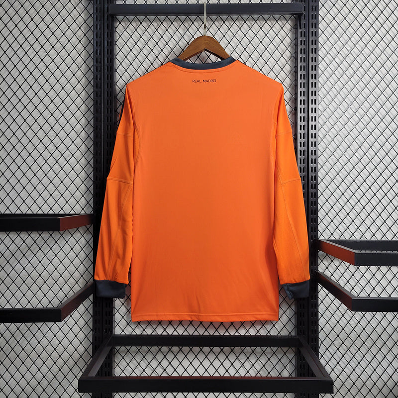 Real Madrid 2013/14 Vintage Retro Orange Second Away Long Sleeved Jersey