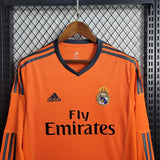 Real Madrid 2013/14 Vintage Retro Orange Second Away Long Sleeved Jersey