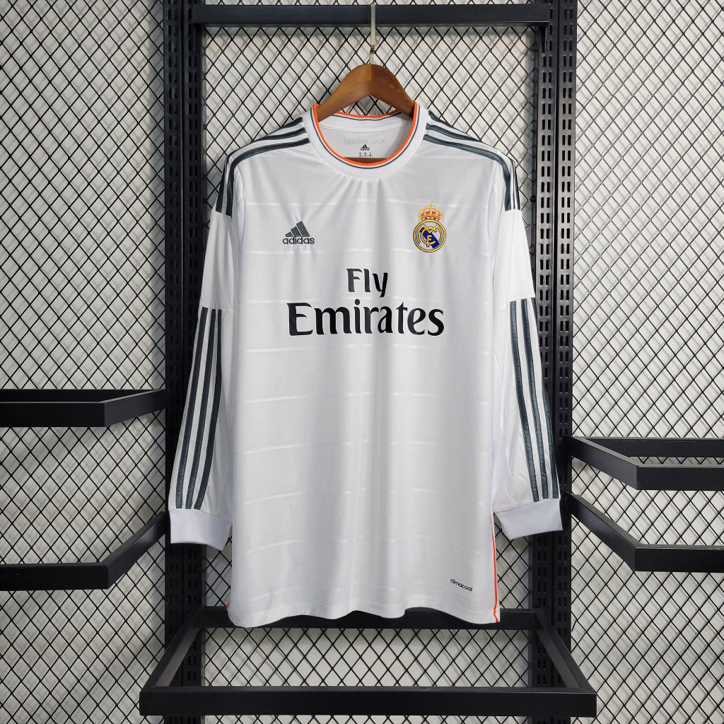 Real Madrid 2013/14 Vintage Retro White Home Long Sleeve Jersey