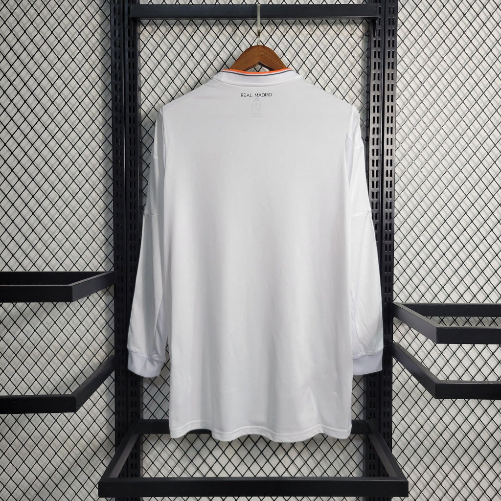 Real Madrid 2013/14 Vintage Retro White Home Long Sleeve Jersey