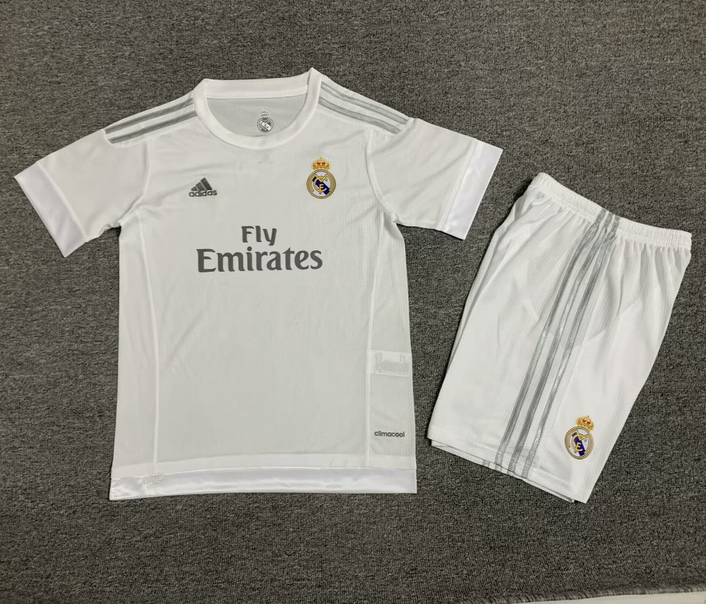 Real Madrid 2015/16 Vintage Retro Home Kids Jersey Set