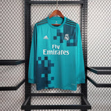 Real Madrid 2017/18 Vintage Retro Blue Second Guest Long Sleeve Jersey