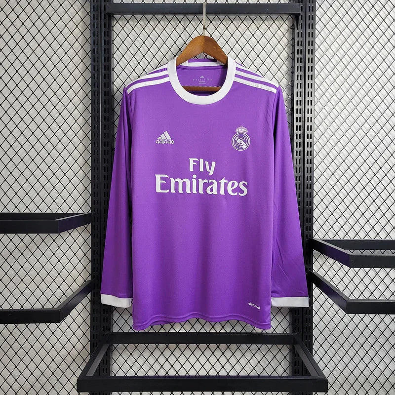 Real Madrid 2017/18 Vintage Retro Purple Away Long Sleeve Jersey