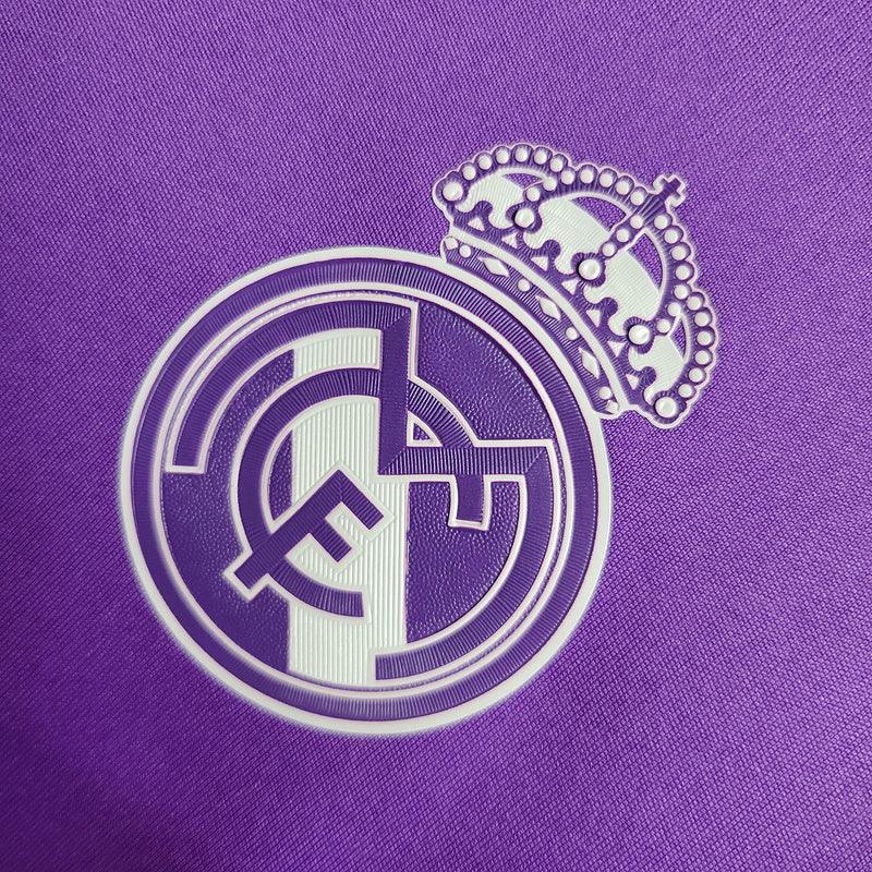 Real Madrid 2017/18 Vintage Retro Purple Away Long Sleeve Jersey