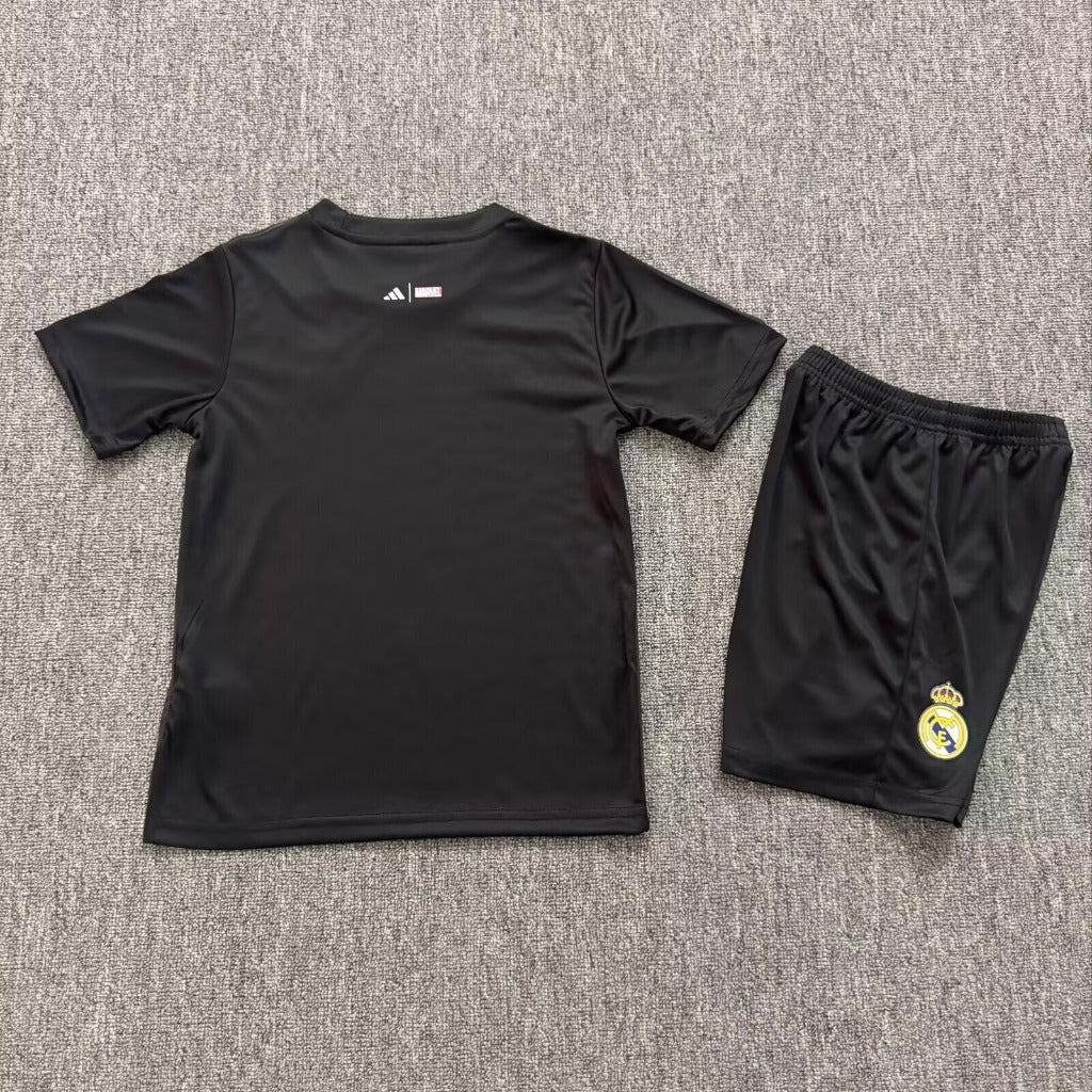 Real Madrid 25/26 Black Pre-Match Kids Jersey Set