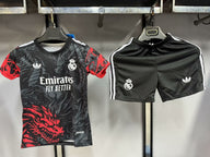 Real Madrid 25/26 Black/Red Dragon Kids Jersey Set